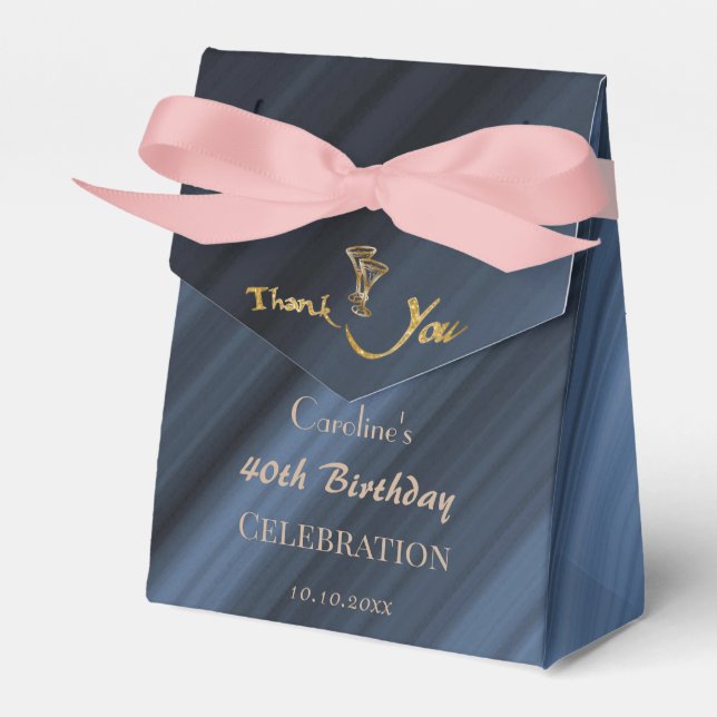 Gold Glitter Red Balloons Thank You Favor Boxes (Front Side)