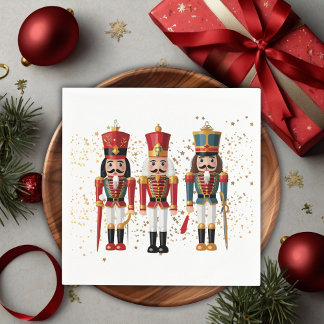 Gold Glitter Red & Blue Nutcracker Baby Shower Napkins