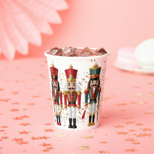 Gold Glitter Red & Blue Nutcracker Baby Shower Paper Cups
