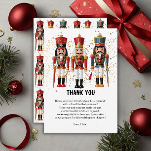 Gold Glitter Red & Blue Nutcracker Baby Shower Thank You Card