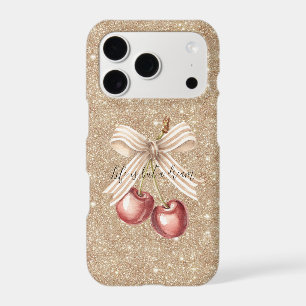 Gold Glitter Red Cherries iPhone 17 Pro Case