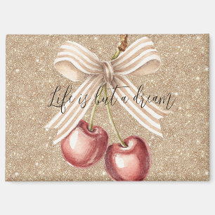 Gold Glitter Red Cherries Magnet