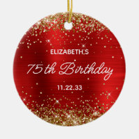 Gold Glitter Red Foil 75th Birthday