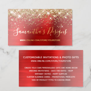 Gold Glitter Red Metallic Online Store Foil Business Cards
