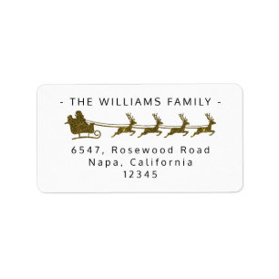 Gold Glitter Reindeer Christmas Return Address Label