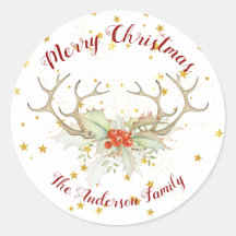 Gold Glitter Reindeer Christmas Stickers