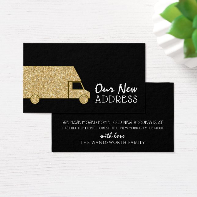 Gold Glitter Removal Van, Change of Address Card (Desk)