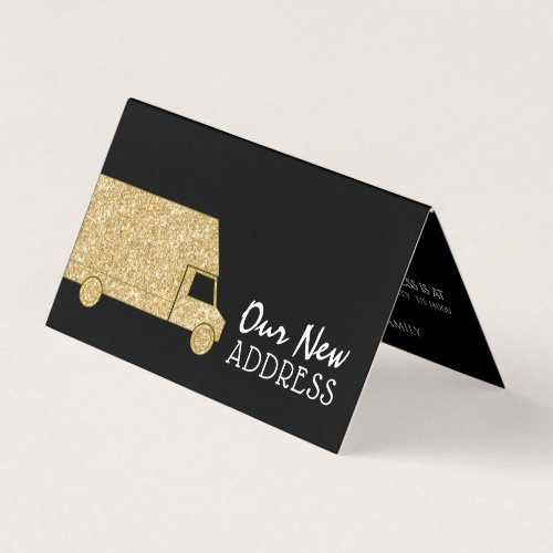 Gold Glitter Removal Van Change of Address Card