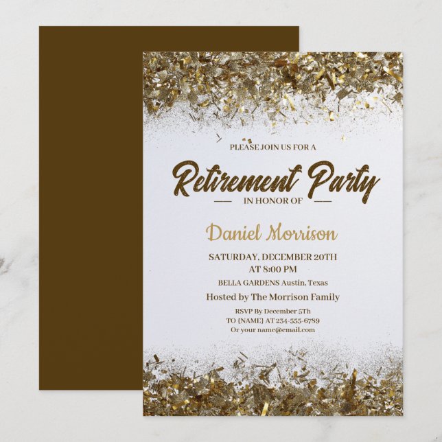 Gold Glitter Retirement Party 2026 Invitation (Front/Back)