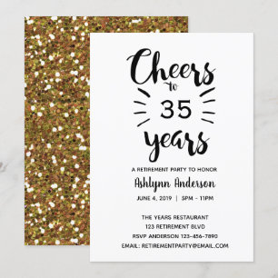 Gold Glitter Retirement Party Invitation