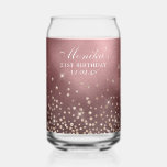 Gold Glitter Rose Gold Foil 21st Birthday Can Glass<br><div class="desc">A classic girly faux sparkly gold glitter over a faux rose gold metallic or brushed metal style foil background. Customize the font styles to create your own personalized glass for her special celebration. Twenty one years old.</div>