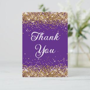 Gold Glitter Royal Purple 40th Birthday Thank You Card