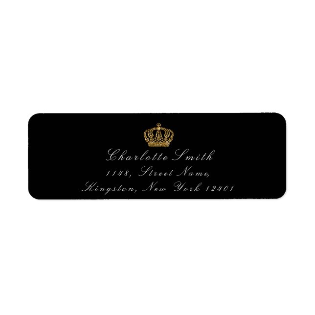 Gold Glitter RSVP Crown Princess Bridal Black Label (Front)