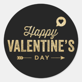 GOLD GLITTER RUSTIC HAPPY VALENTINE'S DAY STICKER
