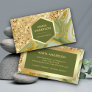 Gold Glitter Sage Green Marble Makeup Artist Business Card
