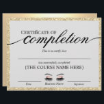 Gold Glitter Salon Certificate of Completion Award<br><div class="desc">Modern Gold Salon Certificate of Completion Awards.</div>