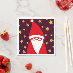 Gold Glitter Santa Starry Night Napkins