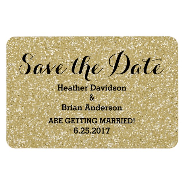 Gold Glitter Save the Date Flexi Magnet (Horizontal)