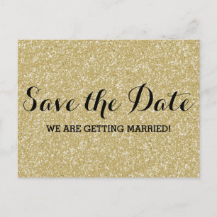 Gold Glitter Save the Date Postcard