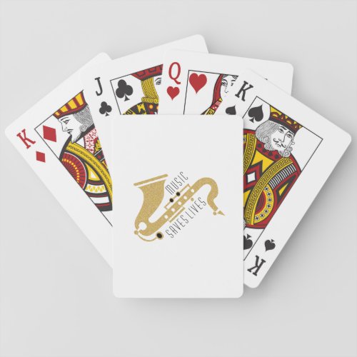 Gold Glitter Saxophon Illustration Custom text Poker Cards