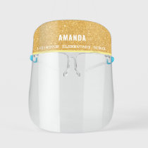 Gold Glitter School Name Kids' Face Shield