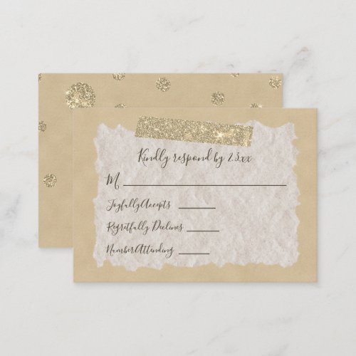 Gold Glitter Scrapbook Style RSVP Card