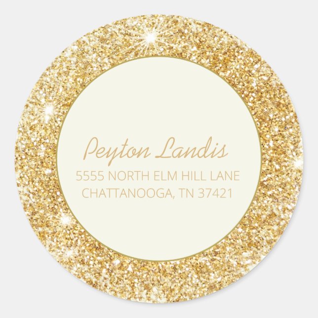 Gold Glitter Script Address Envelope Seal (Front)