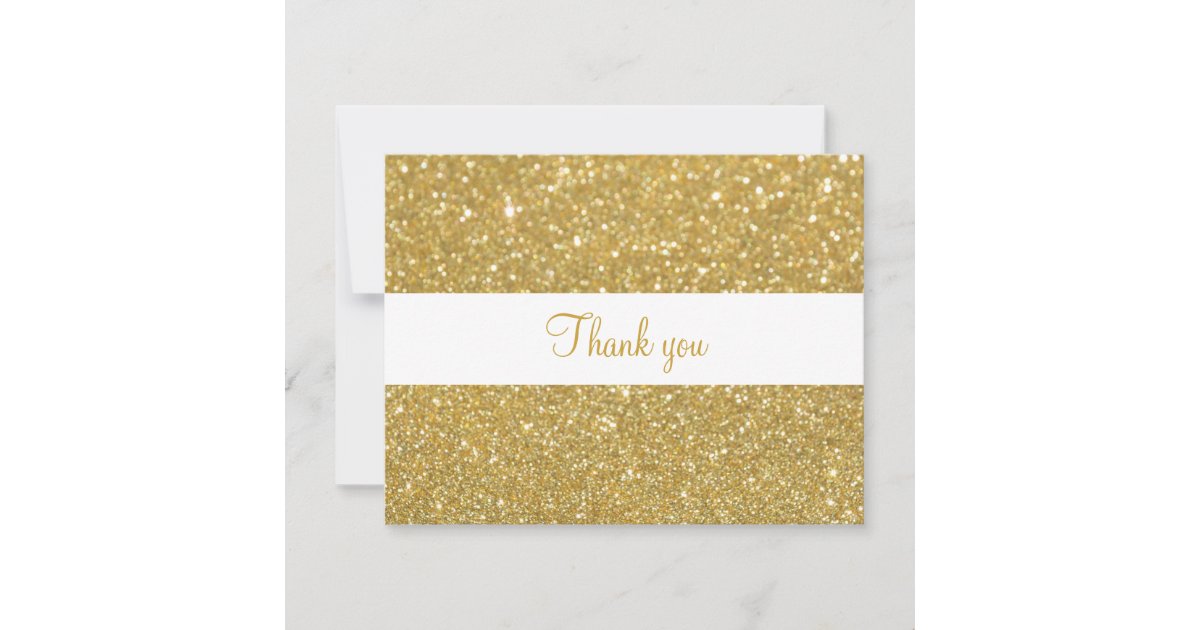 Gold Glitter Script Business Thank You Card | Zazzle