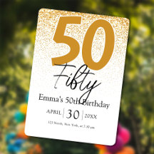 Gold glitter script Mom 50th birthday invitation