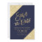 Gold glitter script navy blue save the date
