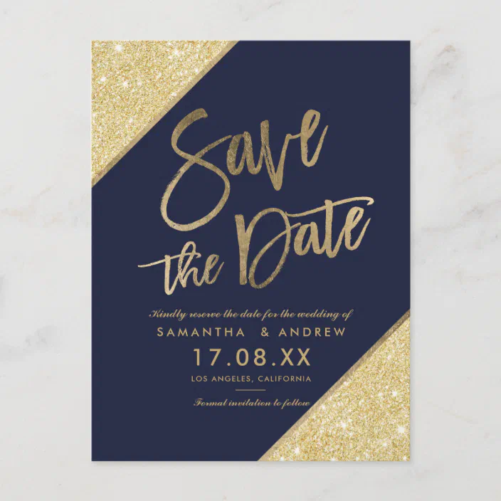 Save the Date Handmade Personalised Glamour Postcard FREE envelopes Glitter