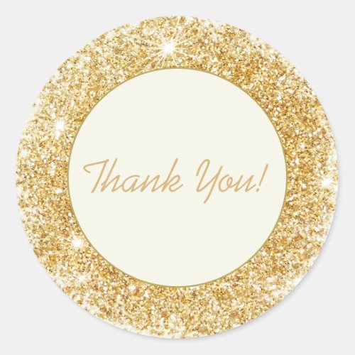 Gold Glitter Script Thank You Envelope Seal Favor