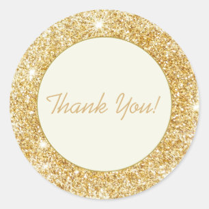 Gold Glitter Script Thank You Envelope Seal Favor