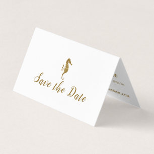 Gold Glitter Seahorse, Photo Save the Date Card