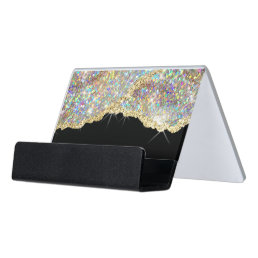 Gold glitter sequin desk business card holder