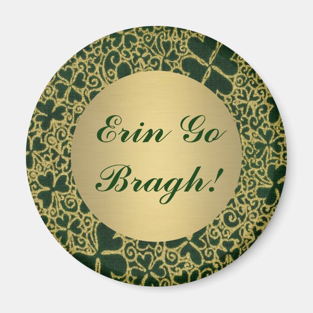 Gold Glitter Shamrocks Magnet (Front)