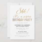 Gold Glitter Shh! It's A Surprise Birthday Party Invitation (Front)