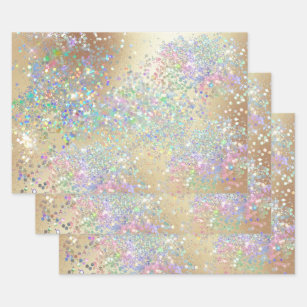 Crumpled Holographic Wrapping Paper with Shiny Effect. Close Up, Top View  Stock Photo - Image of disco, party: 173406806