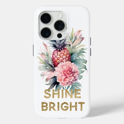 Gold Glitter Shine Pineapple iPhone 15 Pro Case