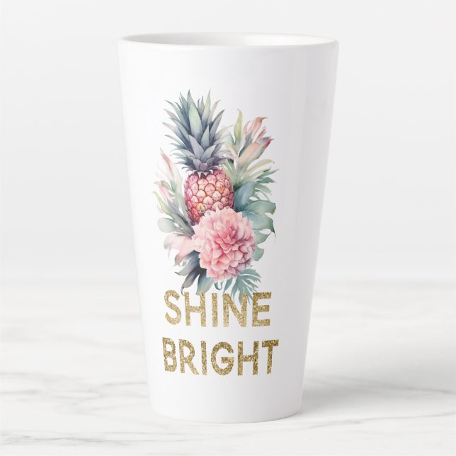 Gold Glitter Shine Pineapple Latte Mug (Front)