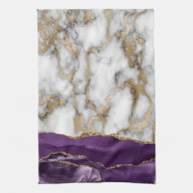 Gold Glitter Shiny White Marble Violet