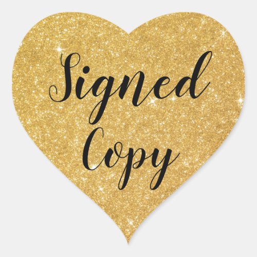 Gold Glitter Signed Copy Romance Author Writer Heart Sticker
