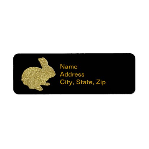 Gold Glitter Silhouette Easter Bunny Address Label