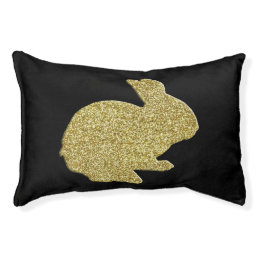 Gold Glitter Silhouette Easter Bunny Dog Bed