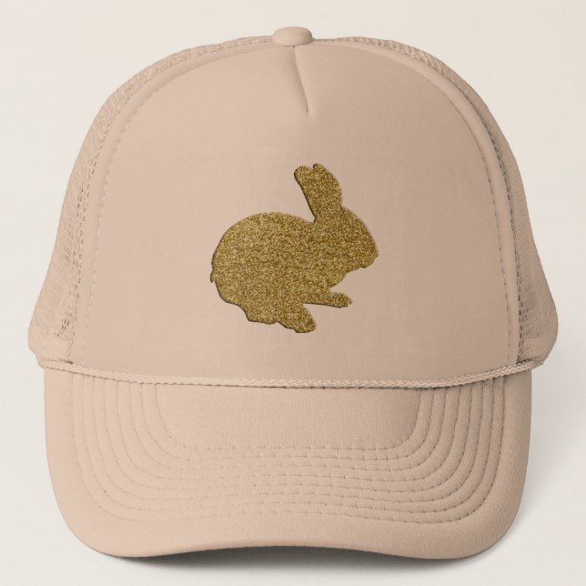 Gold Glitter Silhouette Easter Bunny Hat (Front)