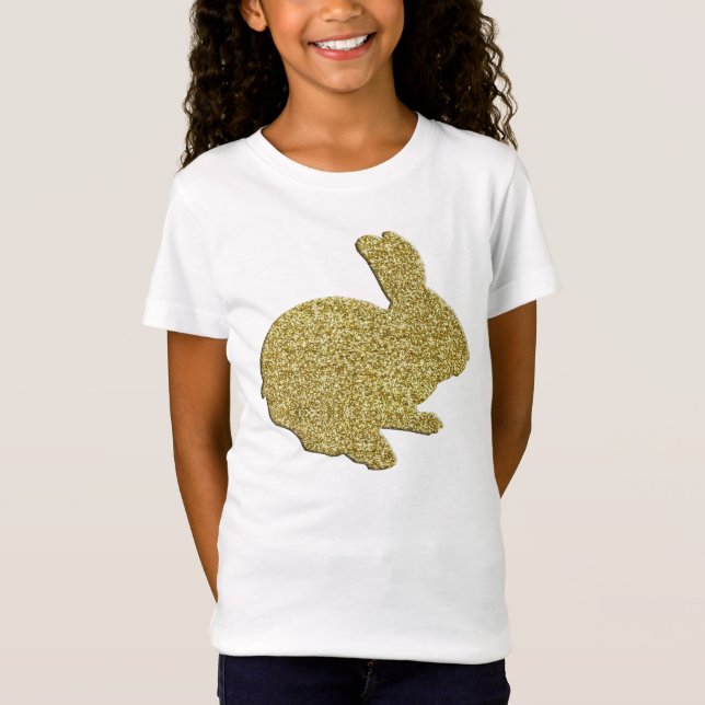 Gold Glitter Silhouette Easter Bunny Shirt (Front)