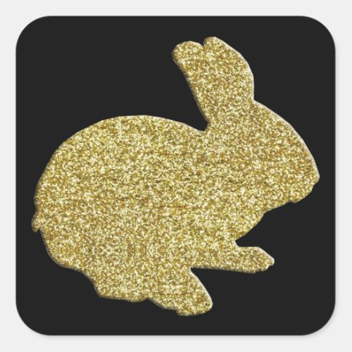 Gold Glitter Silhouette Easter Bunny Stickers