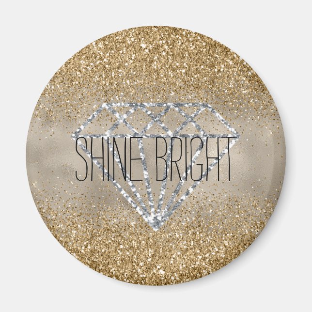 Gold Glitter Silver Diamond Shine Bright Magnet (Front)