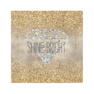 Gold Glitter Silver Diamond Shine Bright Metal Print