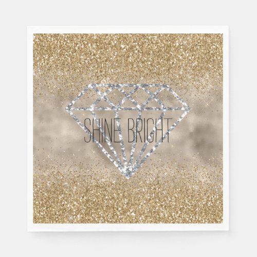 Gold Glitter Silver Diamond Shine Bright Napkins